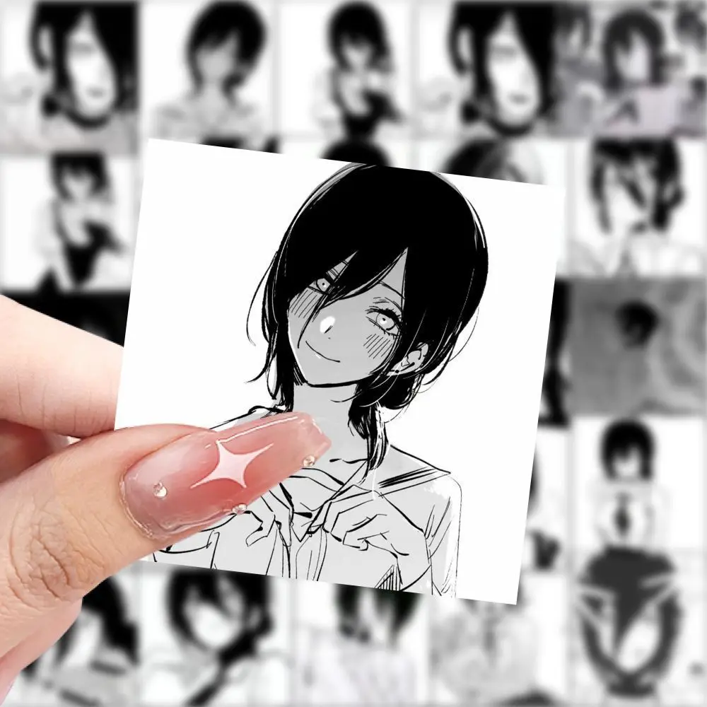 59Pcs Chainsaw Man Reze Black White Manga Stickers Anime Decals for Laptop Journal DIY Fans Decor Gift