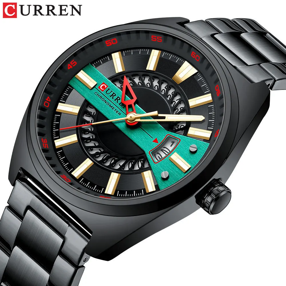 Fashion Curren Top Brand Full Stanless Steel Calendar Business Casual Men's Quartz Wrist Watch