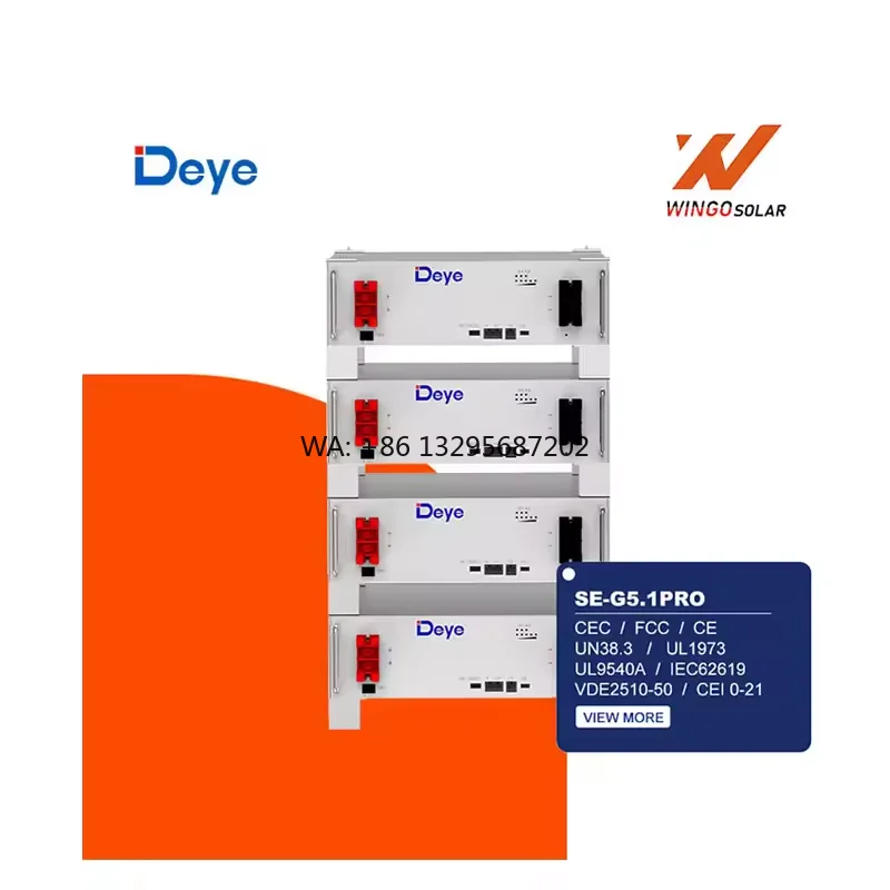 

Deye Good Quality Se-G5.1Pro-B 51.2V 208Ah 40 Kwh 100Kw Lifepo4 Battery Low Voltage Lithium Battery