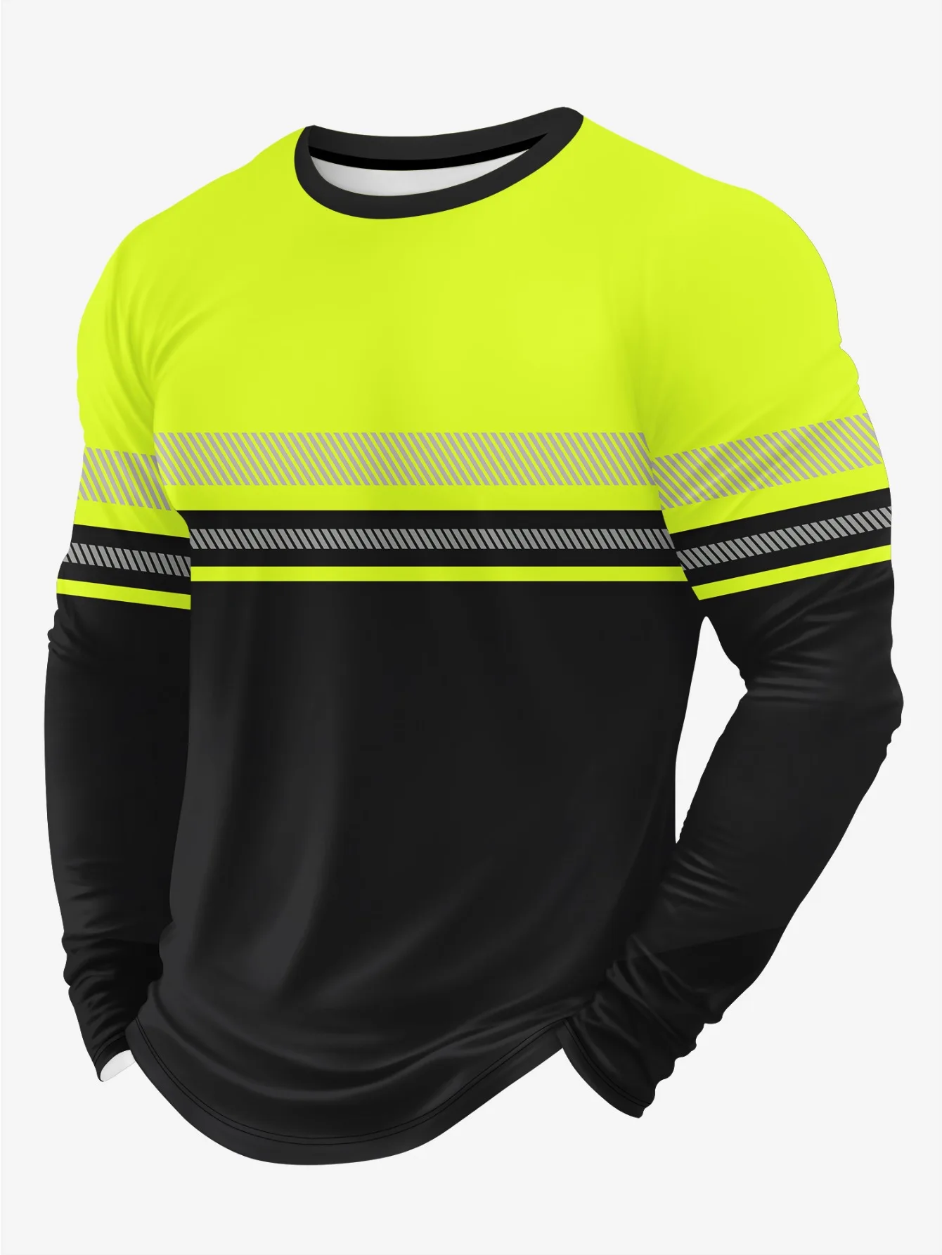 Men's Long-sleeved T-shirt with Horizontal Stripe Print Breathable and Enjoyable Daily Top Sweatshirt Casual T-shirt Harajuku
