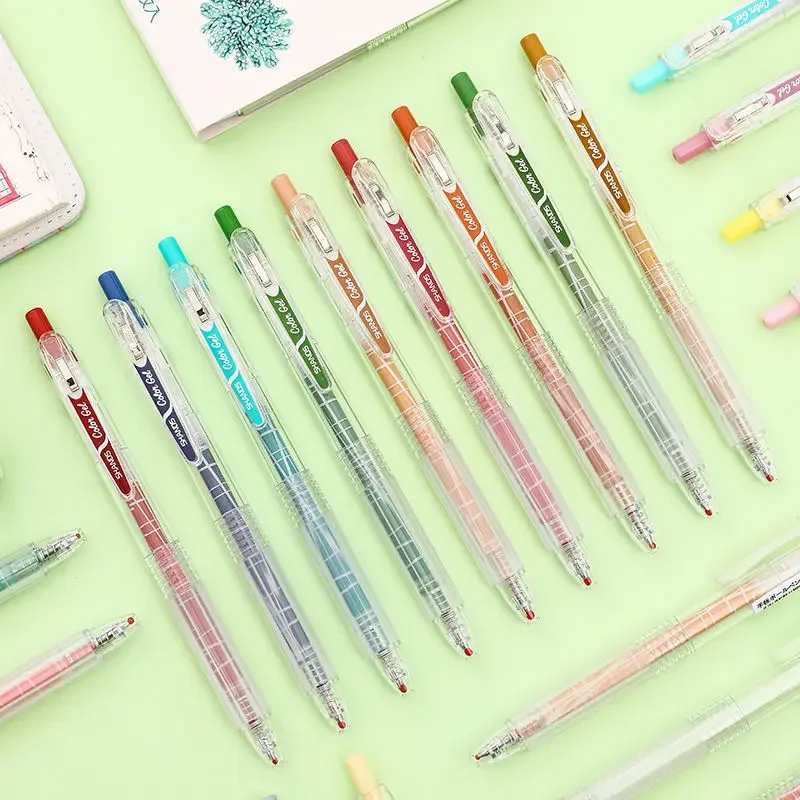 9PCS Morandi Color Gel Pen Student Juice Gel Pen Simple Press Carbon Gel Pen 0.5m [ Value Plan ]