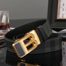 New Wide 34mm Business work Luxury Vintage Designer Canvas Belt men High Quality Genuine Leather Strap Male Belt for men Jeans