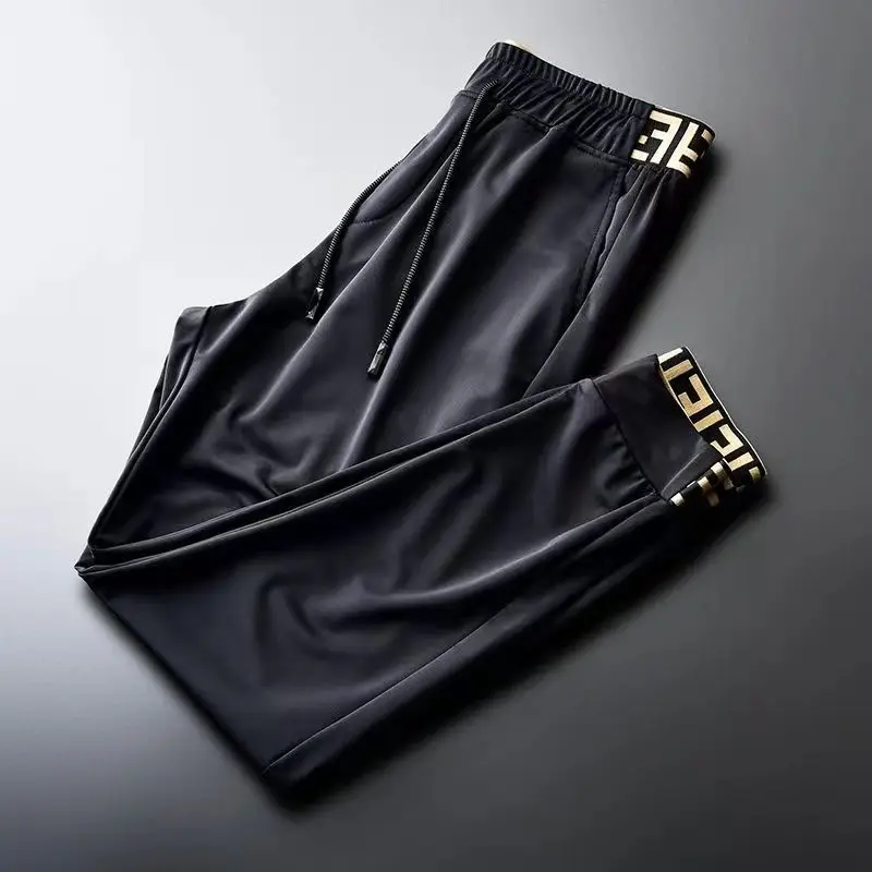 Men's Clothing Spring and Summer Light Luxury Ice Silk Casual Sports Pants high quality Embroidered Slim Fit Pants Thin Trousers