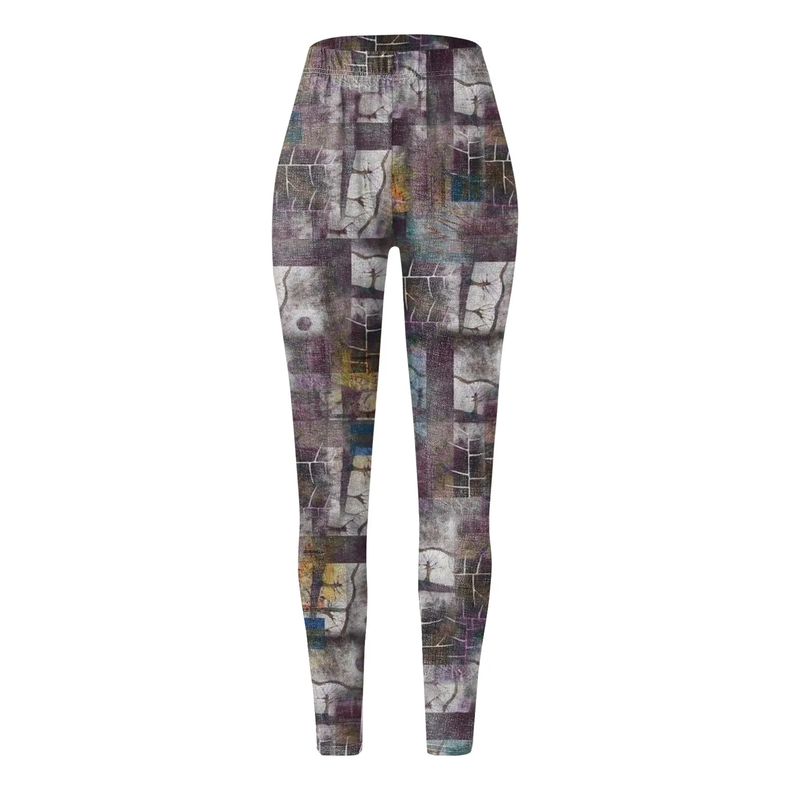 Leggings estampados de grafite vintage feminino, calças justas justas de personalidade, moda primavera-outono, moda primavera-outono