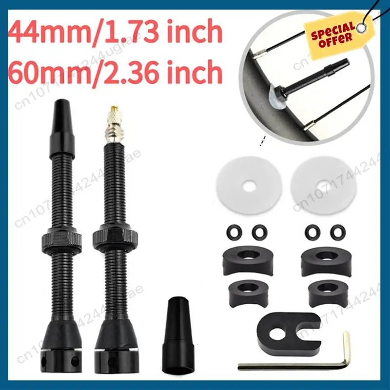 

-A15I 4X Tubeless Air Valve, MTB For Mountain Road Bike Tubeless Rim Valves Set Attachment Black-60Mm