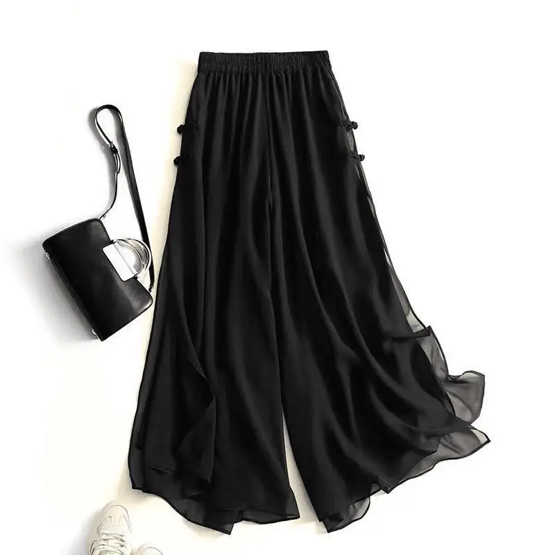 

Summer Thin Trousers for Women Chinese Style New Wide-leg Loose Trousers Casual Ankle-length Pants Korean Clothing Fashion 2025