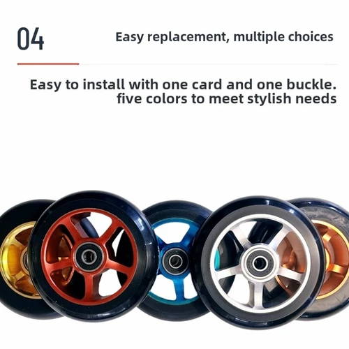 Imagen 2 del producto Un par de ruedas de monopatín de núcleo de aluminio de 100 mm con rodamientos, resistentes al desgaste y silenciosas, adecuadas como piezas de repuesto para patinar