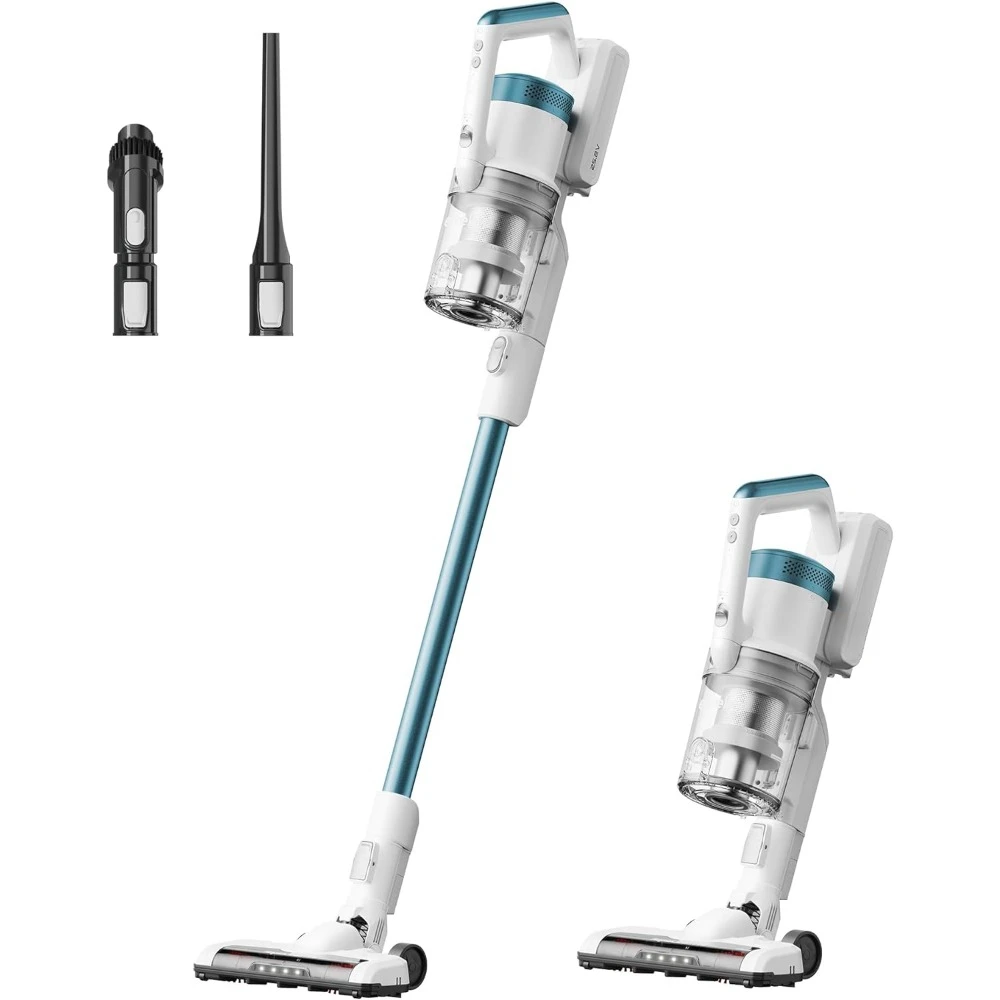 Cordless vacuum cleaner, suitable for hard floors, lightweight vacuum LED headlights, handheld vacuum cleaner, white