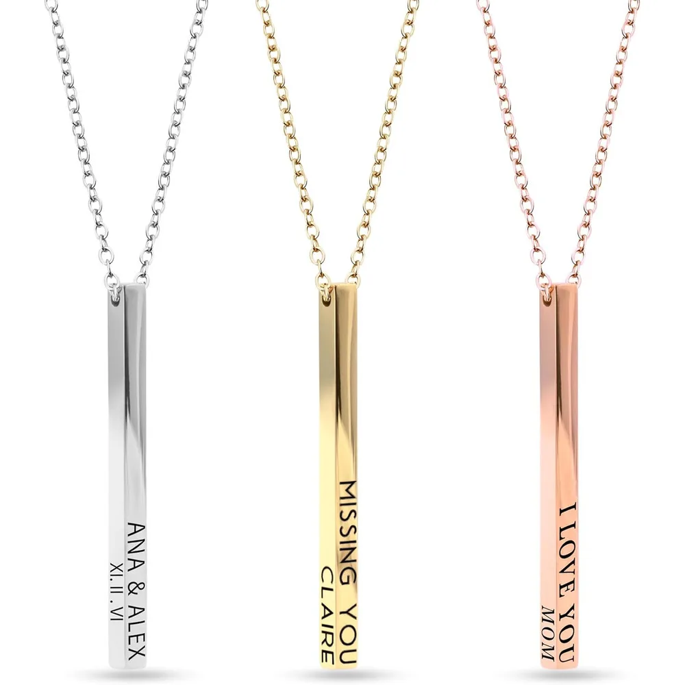

Personalized Coordinates Necklaces Women Gift Her Custom Engraved Bar Jewelry with Kids Names For Mom Graduation Fashion Gifts