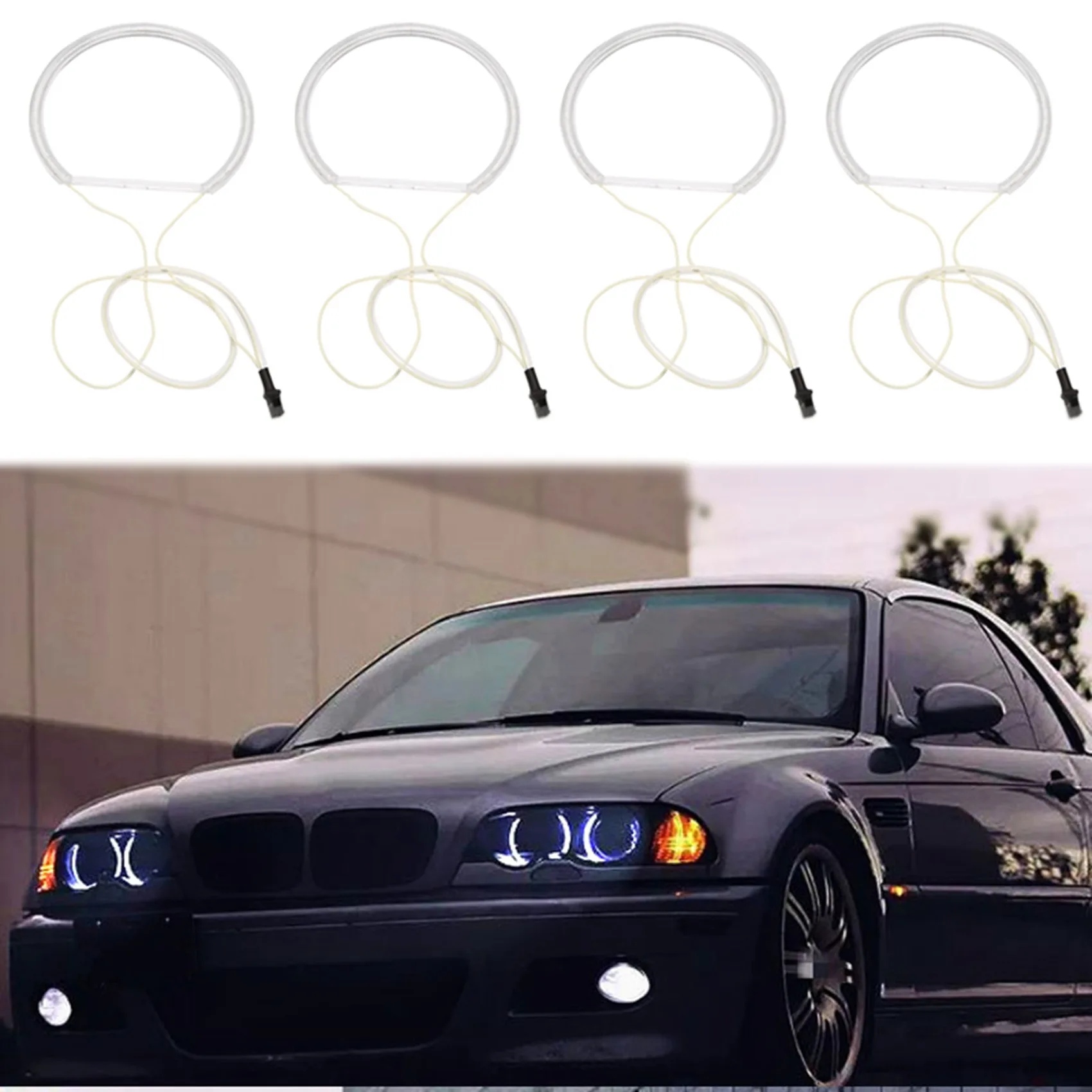 4 Stuks Witte Koplamp Ccfl Led Angel Eyes Kit Halo Ring Drl Richtingaanwijzer Licht Ccfl Koplamp Voor-Bmw E36 E46 E39 E38