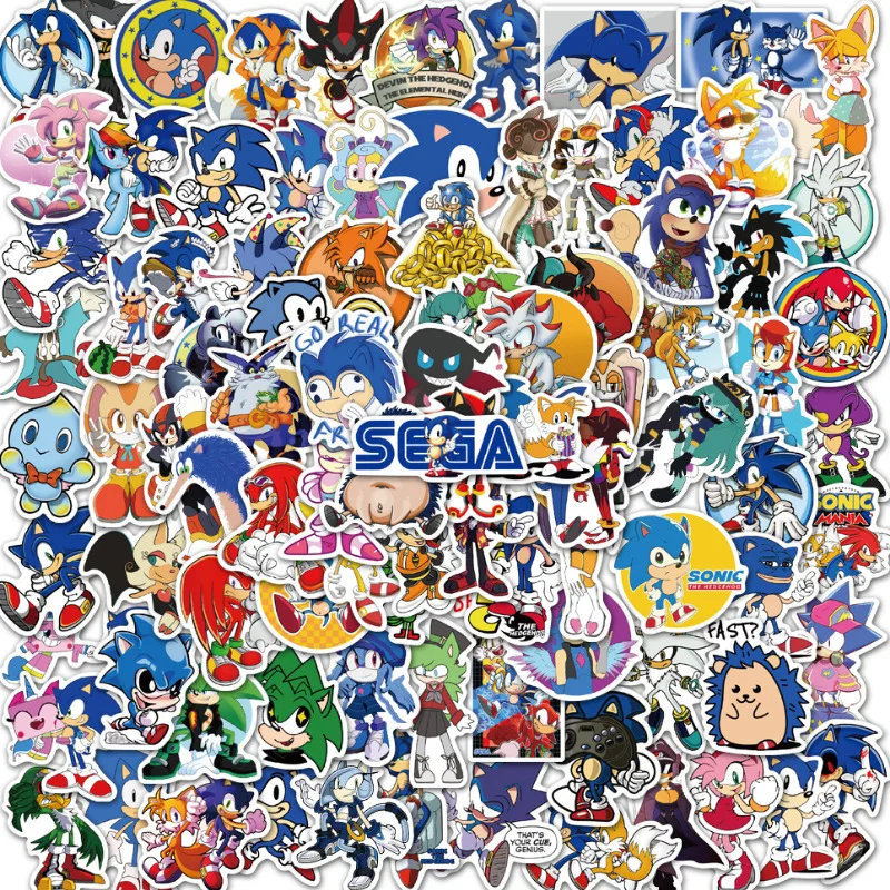 50/100Pcs Sonic Stickers Cute Cartoon Classic Toys Decoration Decals DIY Stationery Phone Case Kids Anime Sticker Toy
