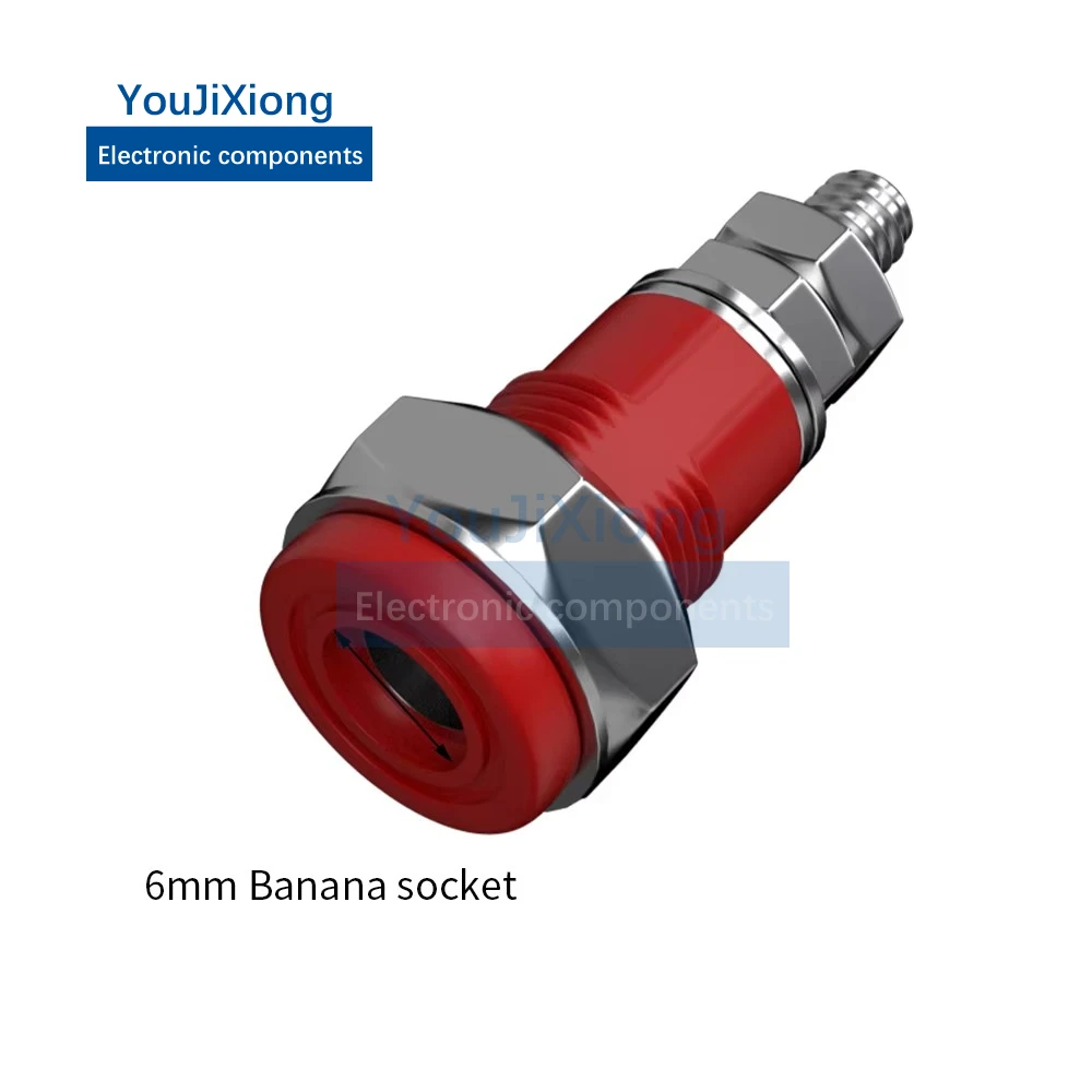 5PCS High Current 50A Pure Copper Jack 6mm Panel Socket M6 * 37 Banana Wiring Post with Elastic Stick Plug