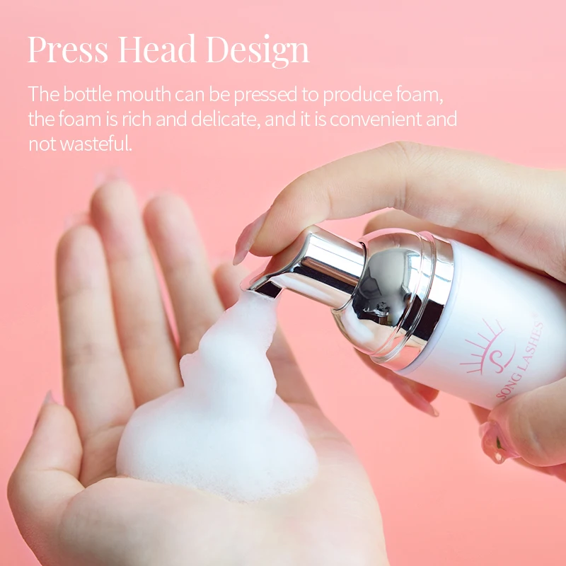 Eyelash Adhesive 60ml Eyelash Foam Cleanser Shampoo Mousse Pump Design For Eyelash Extension No Stimulation Dirt Cleaning Tools