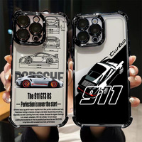 Sports GT3-RS Plating Phone Case For iPhone 16e 16 15 14 13 12 11 Pro Max X XR XSMax 7 8 Plus Anti-Fall Supercar-911 Back Cover