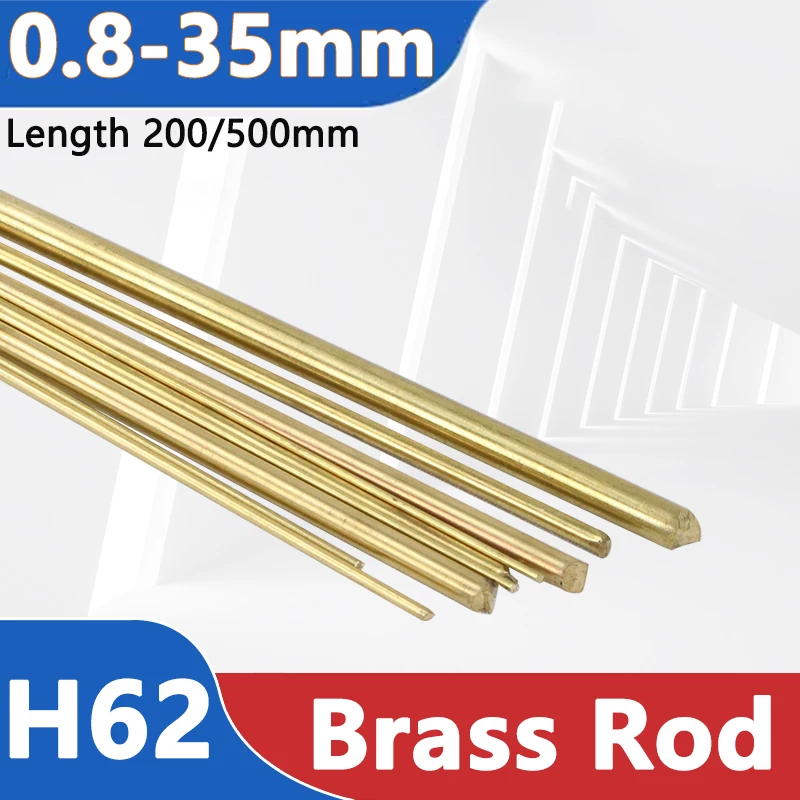 1pcs H62 Brass Round Bars Solid Rods Dia 0.8/0.9/1/1.1/1.2/1.3/1.4/1.5/1.6/1.8/2/2.2/2.3/2.4/2.6/2.8/3/3.8-35mm Length 200/500mm