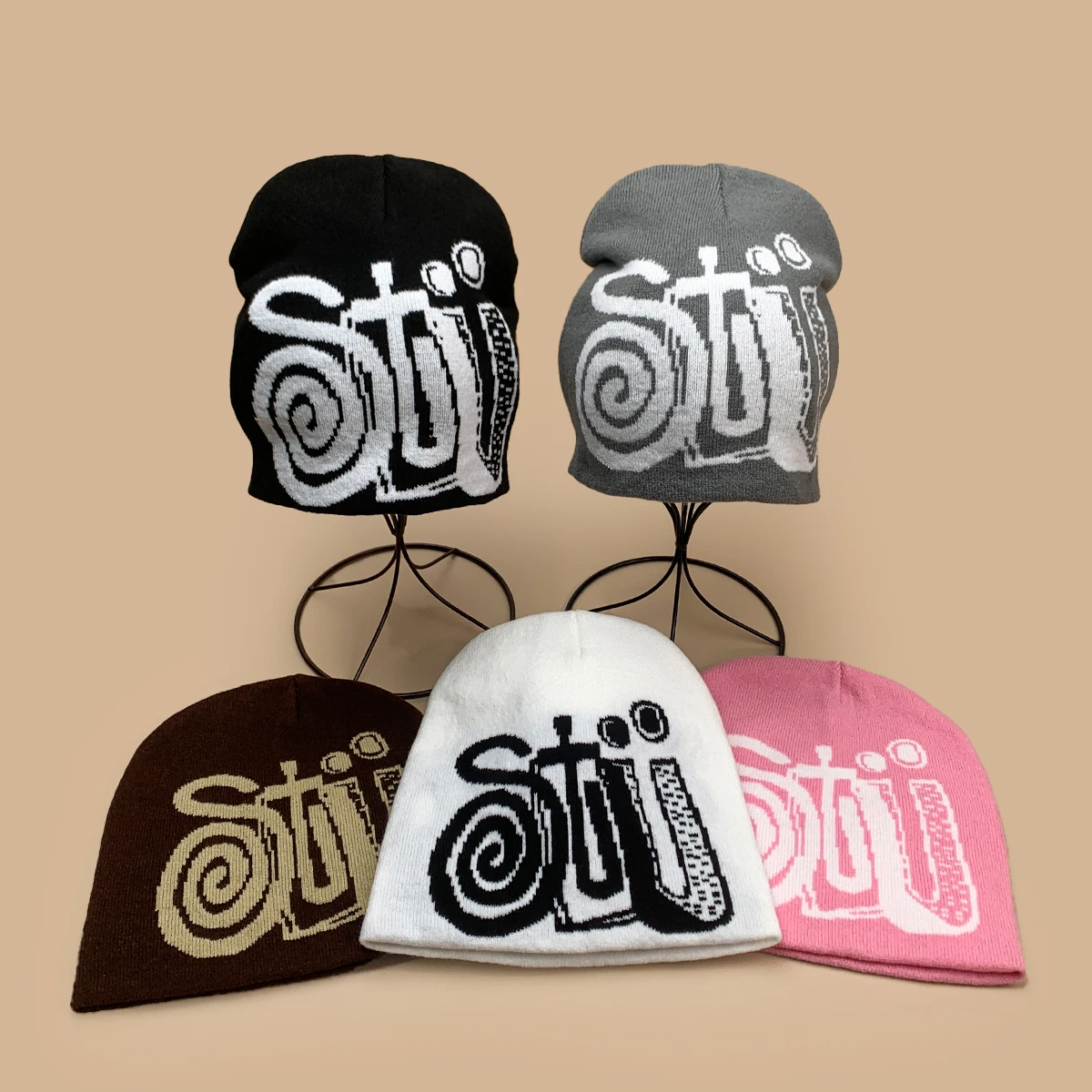 Interesting Jacquard Letters Knitted Hats Retro New Men Women Warm Versatile Korean Color Block Fashion Casual Outdoor Beanies