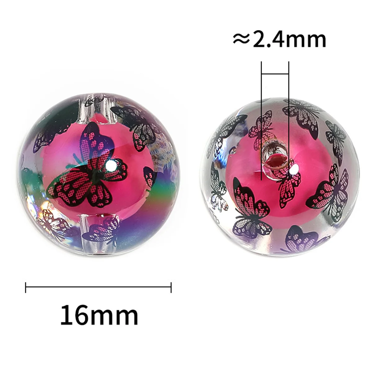CH40 16mm Bright Acrylic Transparent  Colorful Butterfly Beads Diy Bracelet Necklace Handmade Clothes Jewelry Accessories