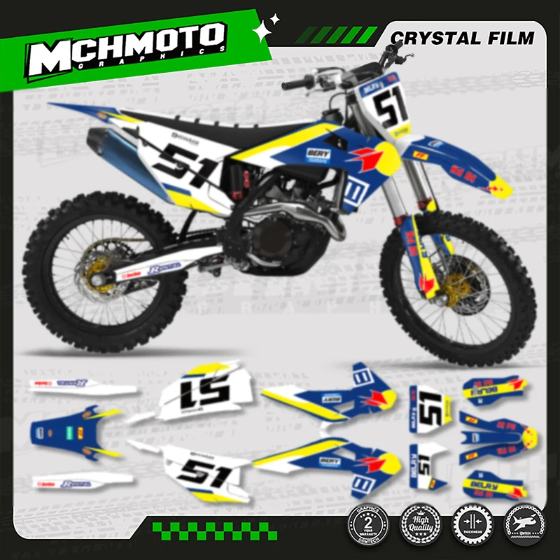 

MCHMFG Custom Team мотоциклетные графические наклейки, комплект наклеек для Husqvarna Decal TE FE 125-450CC 19-22 TC FC TX FX FS 20-23 004