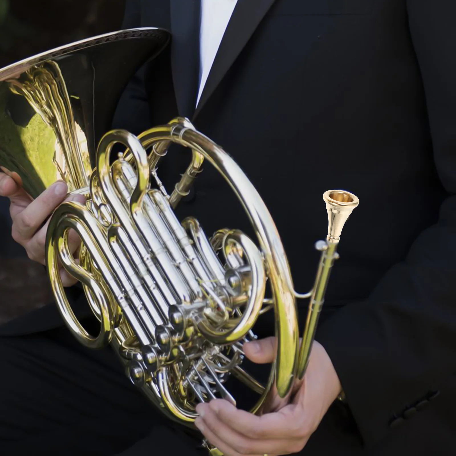 

Brass Horn Mouthpiece Replacement Durable Wear-Resistant Smooth Surface Comfortable Sound Professional Horn Part Portable