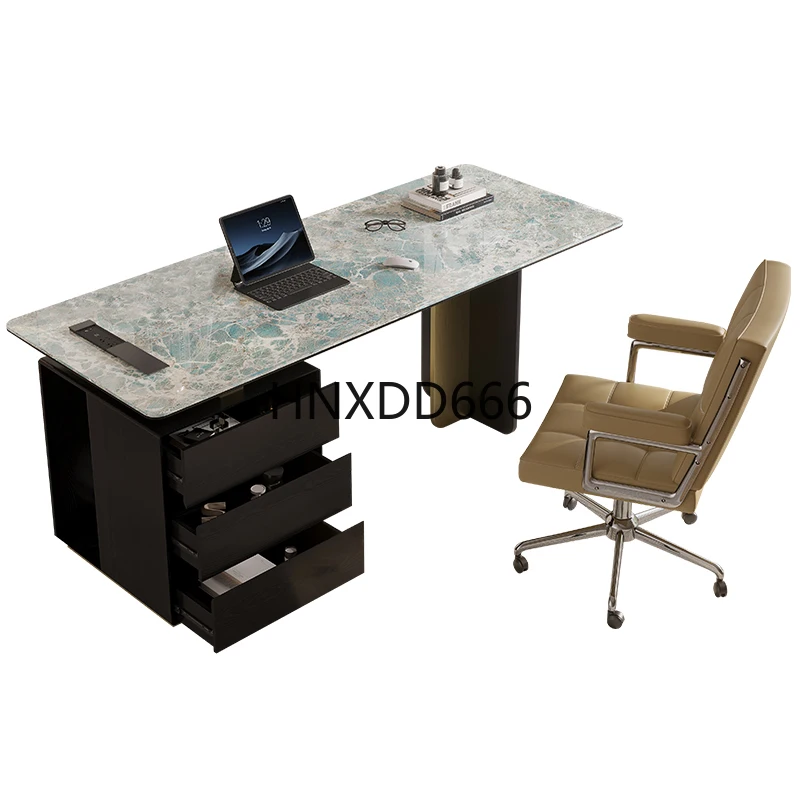 

Light luxury high-end rock slab desk medieval living room large desk