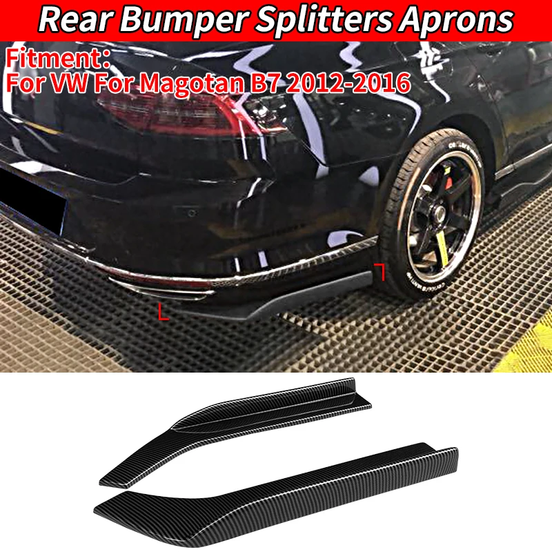 

For VW For Magotan B7 2012-2016 Car Rear Bumper Spoiler Protective Plate Automotive Diffuser Wrap Angle Carbon Fiber Look ABS