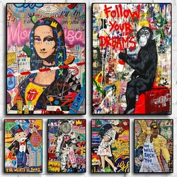 Abstract Graffiti Street Art Funny Famous Canvas Painting Posters and Print Wall Art Pictures For Living Room Home Decor Cuadros