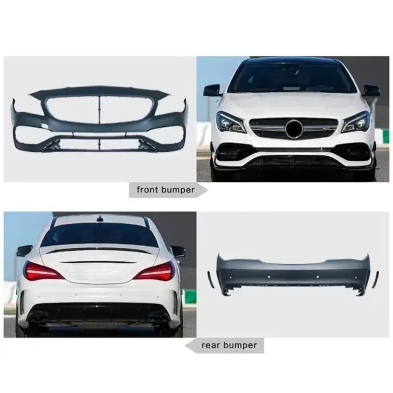 Stlf Car Modified CLA Style Front Bumper Grille And Side Skirts Body Kits For -W117 2013-2019 To CLA45