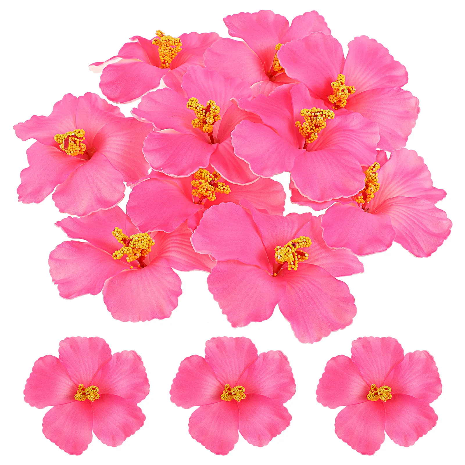 10 Stück hawaiianische Hibiskus-Blumen-Haarnadel, Luau-Blumen, künstliche tropische Blumen, Blumen für die Herstellung von Haarspangen, Kranz, Ranke, Party