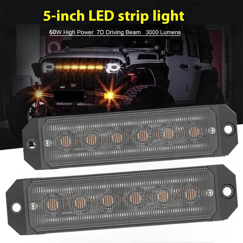 

Yellow Light Truck Led Strobe Warning Light Grille Flash Lamp Amber Traffic Light Round Super Bright Car Side Lights