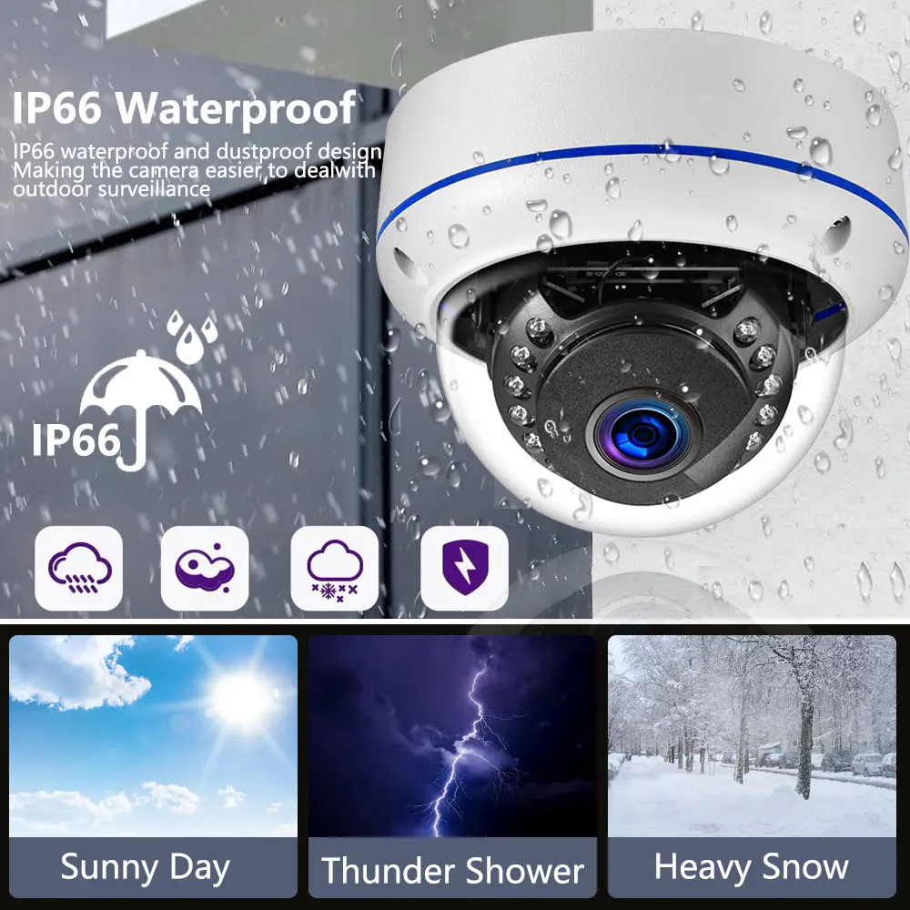 8MP 4K POE PTZ IP Camera Outdoor Waterproof Metal Vandal-proof CCTV Security Surveillance Camera 5MP Home Ceiling Dome Camera