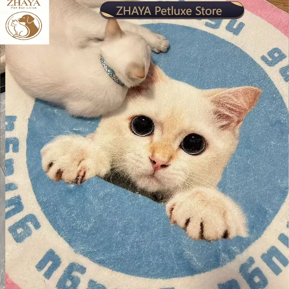 Custom Pet Mat Round Plush Cat Dog Bed Photo Carpet Pattern Design Birthday Gift Home Decor
