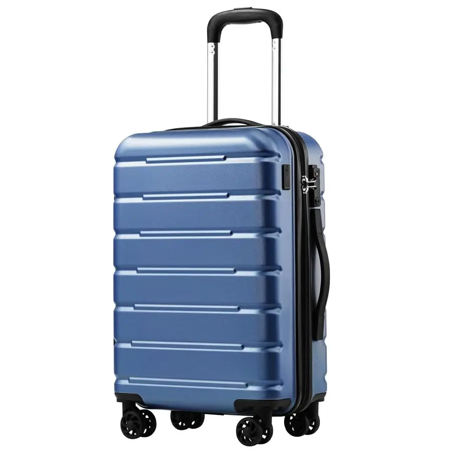 

Чемодан Ice Blue 20 дюймов, жесткий, расширяемый, вес всего 2,8 кг, легкий, на колесиках, с замком TSA и USB-портом