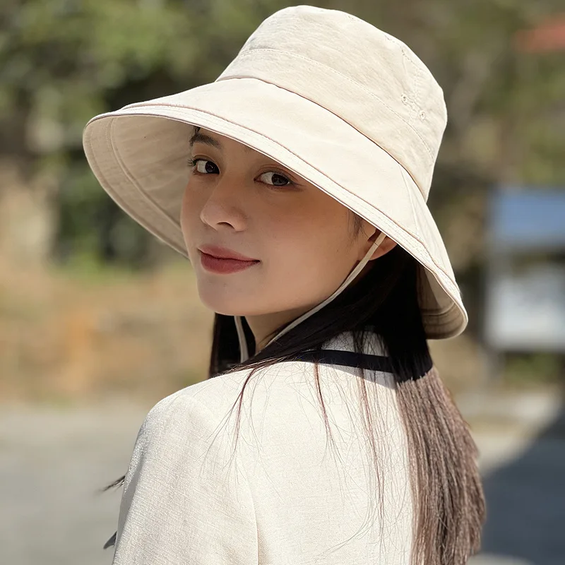 Quick Dry Breathable Wide Brim Bucket Hat Women Ponytail Hole Spring Summer Sun Protection Fishing Cap Men