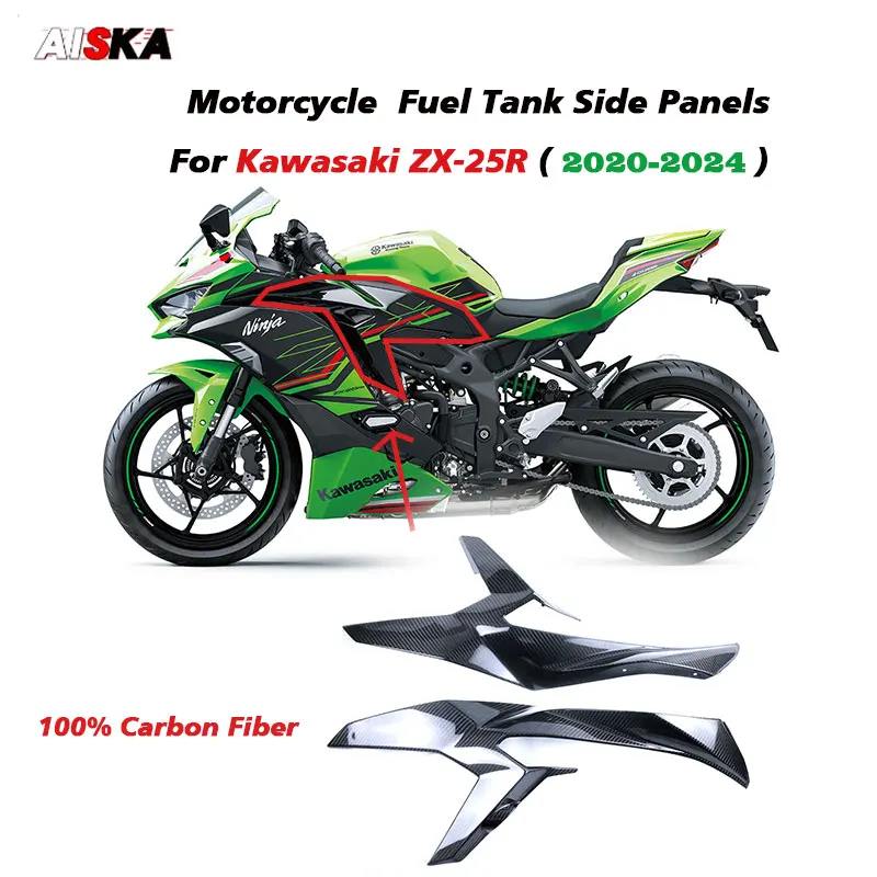 For Kawasaki ZX25R ZX-25R 2020 - 2022 2023 2024 3K Full Carbon Fiber Fuel Tank Side Panels Fairing Motorcycle Accessories Parts