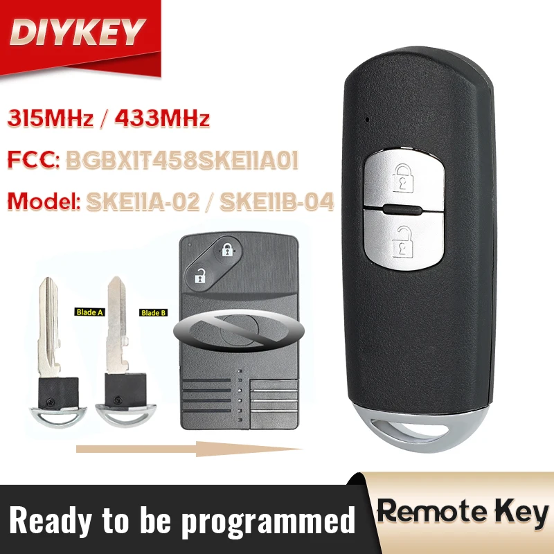 

DIYKEY SKE11A-02 Modified Smart Remote Key Fob 315MHz 434MHz for Mazda CX-7 CX-9 2007 2008 2009 FCCID: BGBX1T458SKE11A01