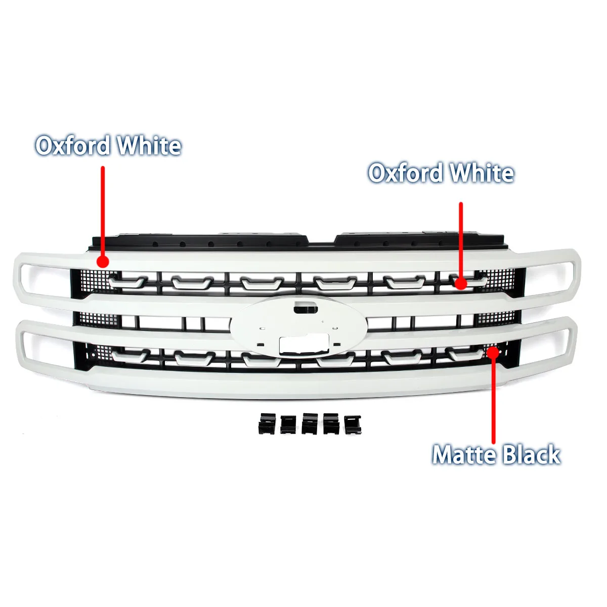 Oxford White Front Upper Grille Modified Grill Accessories For Ford F250 F350 Platinum Super Duty 2023 2024 Front Bumper Grille