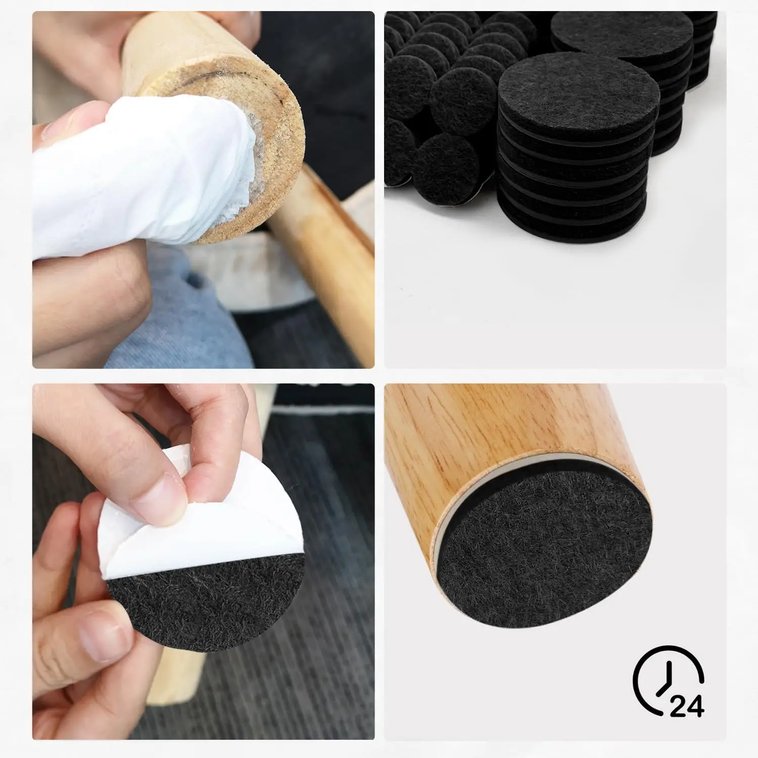 Pack of 60 Self-Adhesive Black Felt Pads for Chairs Furniture Leg Protectors 3mm Thick Pads Anti-Scratch & Noise Reduction