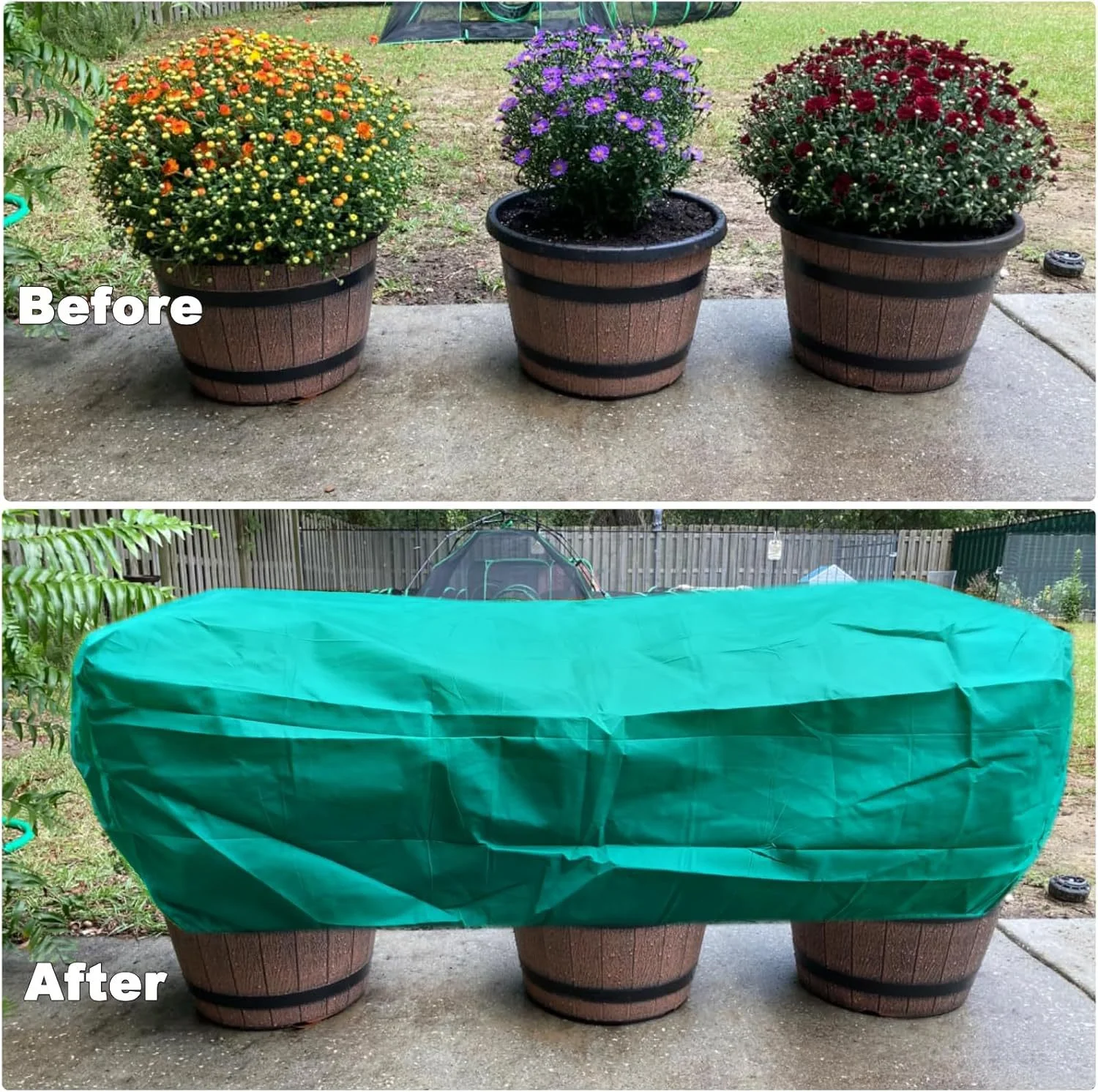 

150cm Green Rectangular Plant Set With Drawstring To Protect Outdoor Garden Flower Boxes, Flowers, Plants And Vegetables