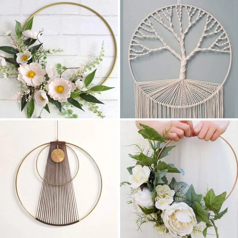 10-40CM Metal Circle Round Floral Hoop Tool Handmade Dream Catcher Ring Craft DIY Wedding Wind Chime Hanging Decoratio Accessory