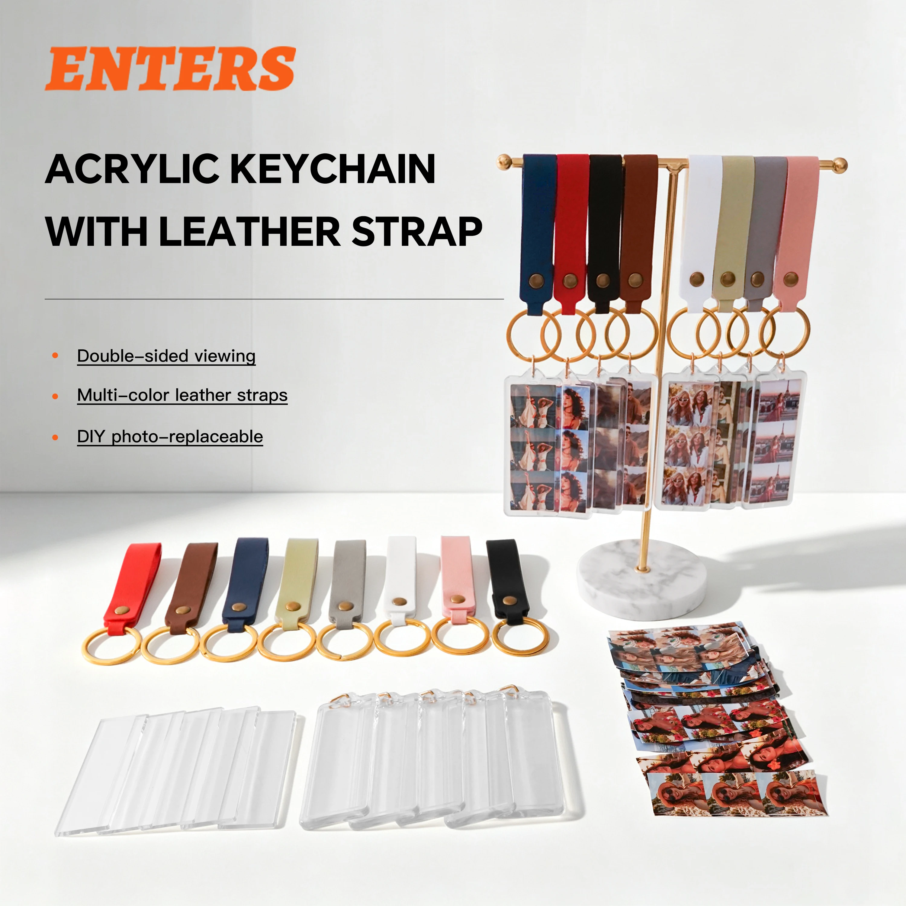 25X75mm Rectangle Hot Selling Acrylic Photo Keychain Supplies DIY Transparent Picture Frame Keyring Materials For Custom Gift