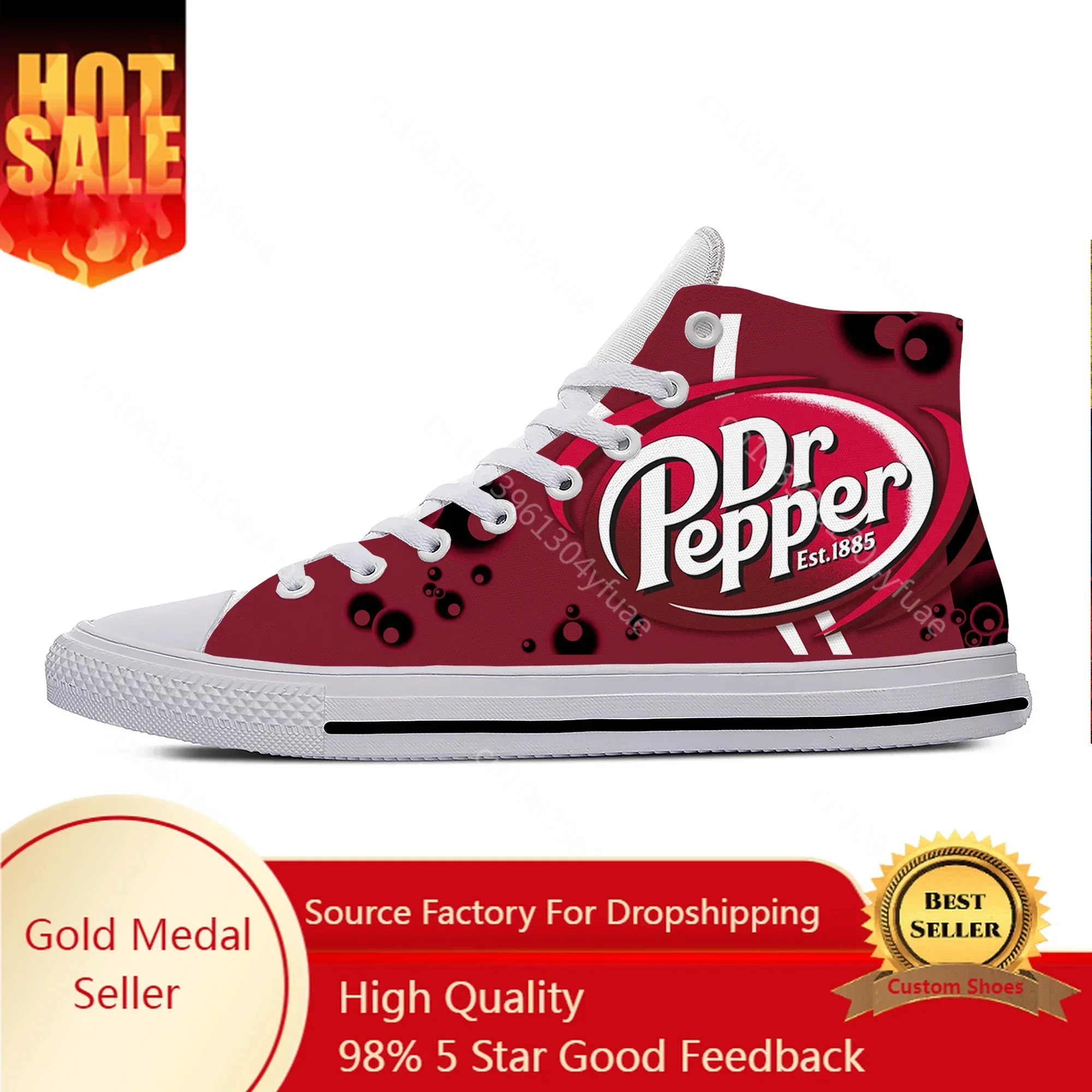 

DR Pepper High Top Sneakers Mens Womens Teenager Casual Shoes Canvas Running 3D Print Shoes Cosplay Breathable Lightweight shoe