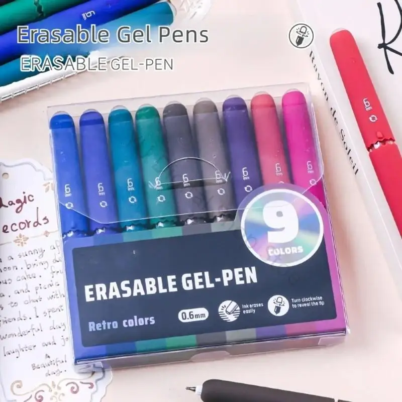 96BA 9-farbiges radierbares Gelstift-Set, 0,6 mm Gelstift für Planer-Tagebuch-Skizzen – Detail 2