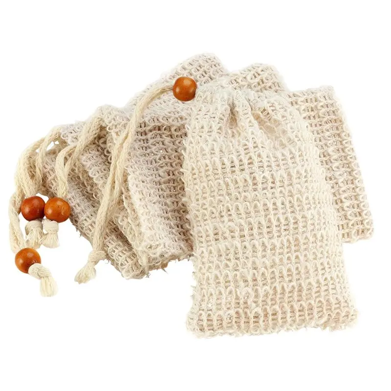 Sisal Mesh Soap Bag Bar Soap Bag With Drawstring 100-Pack For Bath& Shower Use Soap Exfoliating Saver