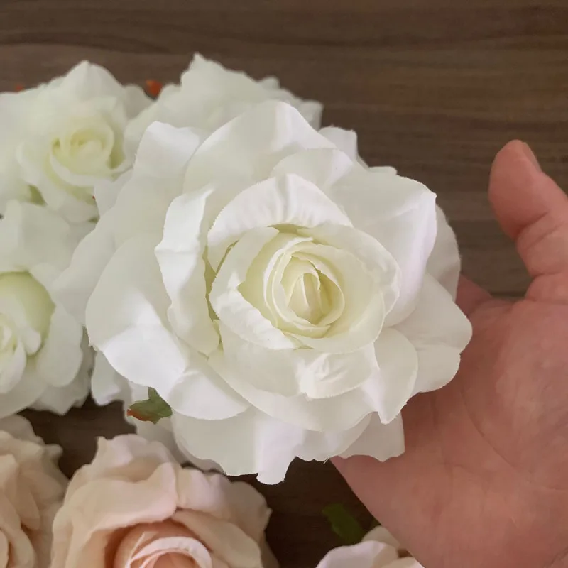10 Stück künstliche Blumen, beige, elfenbeinfarben, Vintage-Rosen, große Rosen, Wohnzimmer, trockene Blumendekoration, Hochzeit