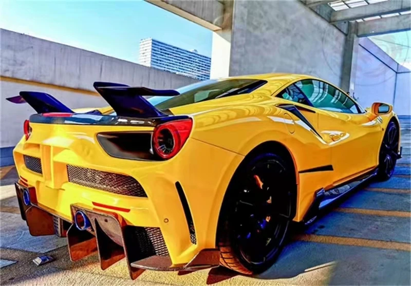 For Ferrari 488 Carbon Fiber Rear Trunk Lid Spoiler Boot Lip Tail Wing Splitter Mansory Style Body Kit Car Accessories