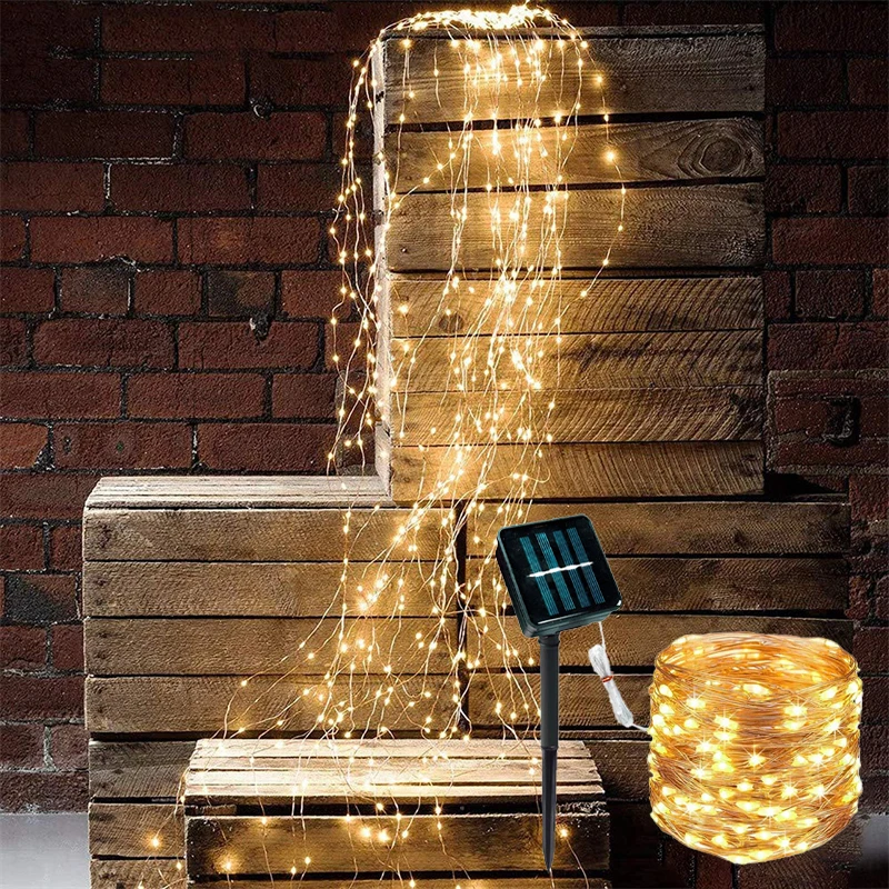 

1 Set of Solar Light String Outdoor Waterproof 8 Mode Copper Wire, Fairy Tale Light,wedding Party Light, Used for Outdoor Garden