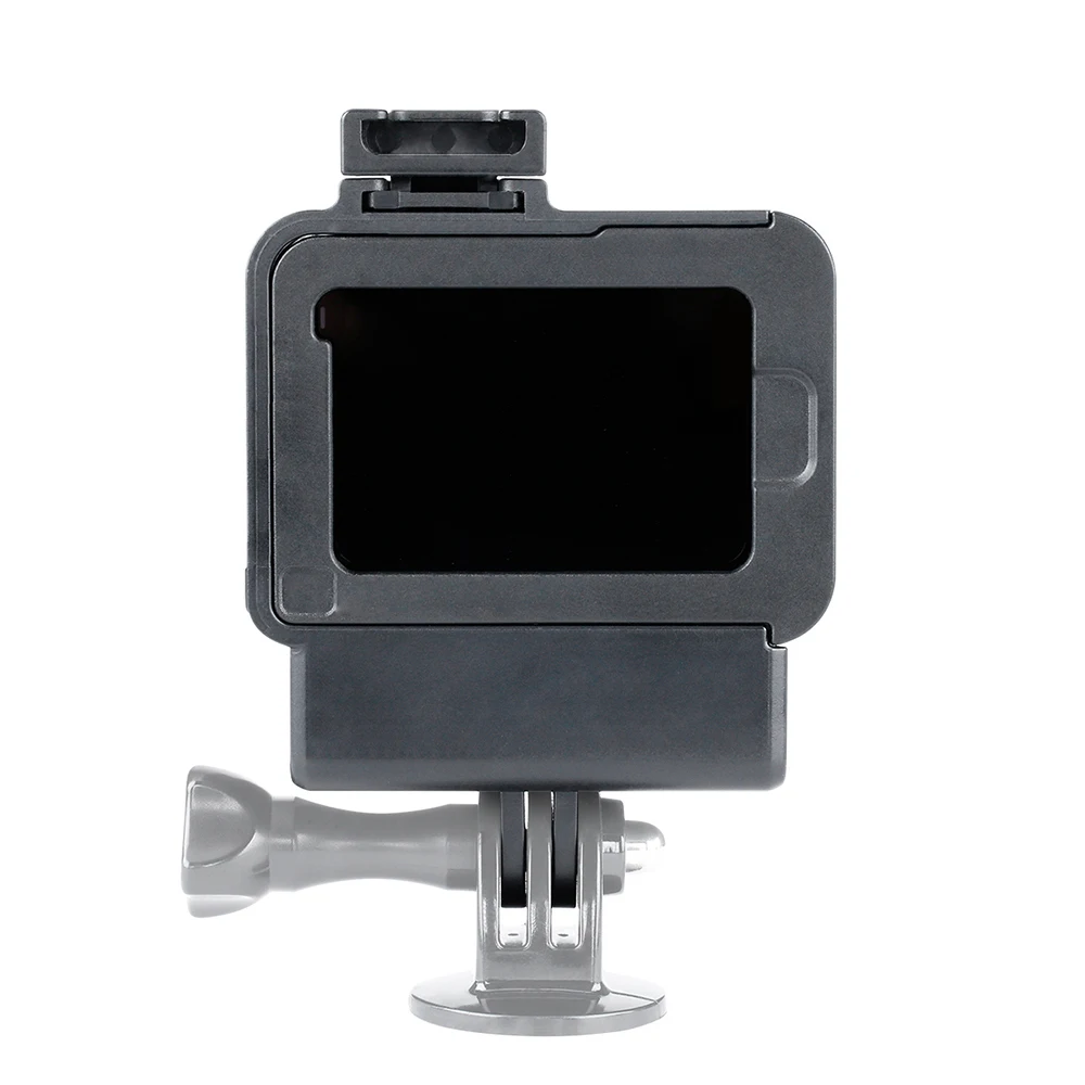 Action Camera Cage Frame with Cold Shoe Mount for GoPro Hero 7 6 5 Black for External Microphone & Pro 3.5mm Mic Adapter