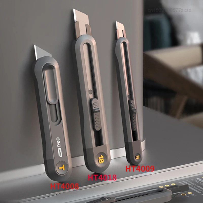 Snap-off Utility Knife Retractable Box Cutters 9mm 18mm High Carbon Steel Blades Auto Lock for Home Supplies Stationery