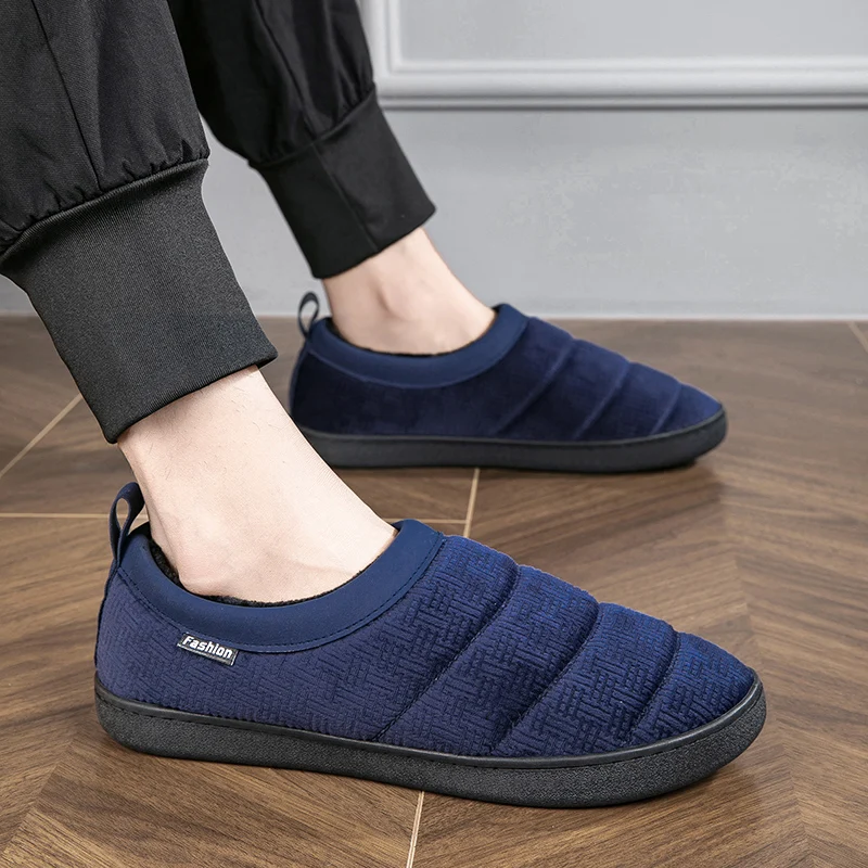 Zapatillas de algodón para hombre y mujer, zapatos bajos de algodón con forro de felpa para mantener el calor en interiores, antideslizantes, a prueba de frío, talla 36-47, Invierno