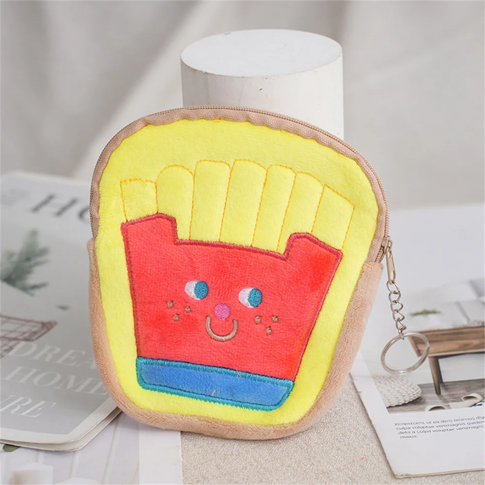 Porte-monnaie créatif pour enfants, portefeuille en peluche, sac à main Kawaii, fermeture éclair, poudres, hamburger, frites, sac à main YogSigné